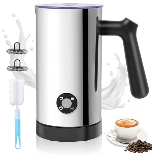 Montalatte Elettrico 4 in 1, Scaldalatte per Calda e Fredda in Acciaio Inossidabile per Cappuccinatore，Caffè, Cioccolata 300ML