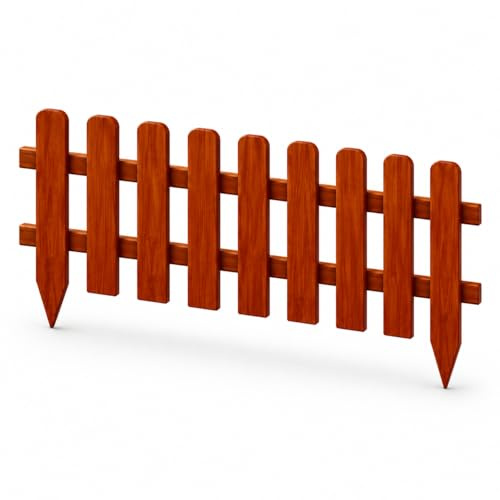 Staccionata In Legno Da Esterno Recinzione Per Giardino Terrazzo E Aiuole Barriera Decorativa Rustica Resistente Agli Agenti Atmosferici Facile Da Installare 120 x 45 Cm Legno Scuro