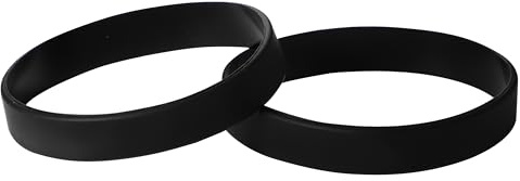 2 x Plain Black Coloured Silicone Sports Arm Exercise Wristband Bracelets Rubber Wrist Bands Party Accessories For Men Women Boys Girls