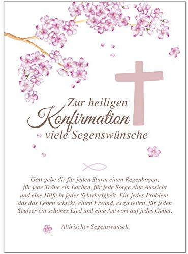 Einladungskarten Manufaktur Hamburg Glückwunschkarte Konfirmation mit Umschlag/Rosa zur heiligen Konfirmation/Konfirmationskarten/Karte für Glückwünsche/Feier