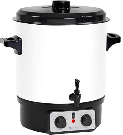 Royal Catering Marmite À Vin Chaud Distributeur À Eau Chaude RCMW-27DT (27 L, 1.800 W, Avec robinet, Minuterie 0–120 min, Acier, Plastique)