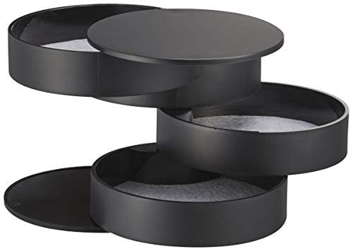 Yamazaki 4069 TOWER 4-stöckige Accessoirebox, schwarz, ABS-Harz, minimalistisch, 10 x 10 x 10 cm