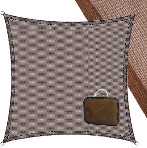 LOLAhome Toldo Vela de Sombra ANTICHARCOS | 5x5 m Cuadrado Marrón | Fibras Alta Resistencia 200gr/m² HDPE, Protección UV, Transpirable | para Exteriores: Jardín, Patio, Terraza