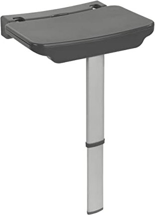 WENKO Asiento mural ducha Secura Premium - asiento de ducha abatible, capacidad de carga de 120 kg, Polipropileno, 37 x 37.5-56.5 x 30.5 cm, Antracita
