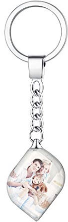 Suplight Foto Schlüsselanhänger personalisiert Blatt Form Anhänger beiden Seiten Bilder Gravur Keyring Key Chain Schlüsselbund Accessoire Geschenk für Geburtstag