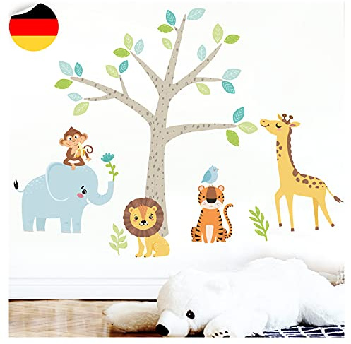 Little Deco Wandtattoo Safari Dschungeltiere & Baum DL514 M - 93 x 56 cm (BxH)