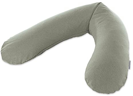 Theraline Ersatzbezug für Das Original Schwangerschaftskissen & Stillkissen, Stillkissen Bezug 190 cm, Bamboo Collection aus Bambusviskose und Bio-Baumwolle, Farbe: Melange grün-grau