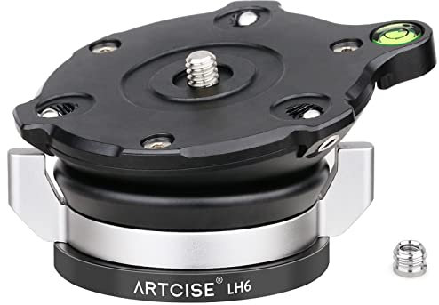 ARTCISE LH6 Leveling Base,Ergonomics Locking Knob +/-15° Tilt Horizontal Adjustment Tripod Head Monopod Head for Canon Nikon Sony DSLR Camera,Max Load 20kg
