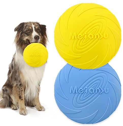 XPOOP 2 Piezas Frisbee Perro Frisbee Freesbee Perros Juguetes Perro Freesbee Silicona Disco Volador para Perros Frisbee de Goma para Adiestramiento de Perros Juguetes de Tiro Captura y Juego