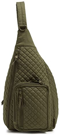 Vera Bradley Cotton Sling Backpack Bolsa para Libros, Color Verde Hiedra trepadora – algodón Reciclado, Talla única para Mujer