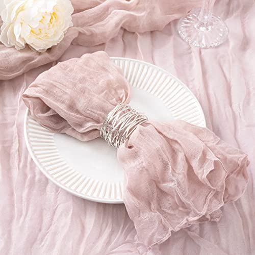 DeZerlor Seihtuch-Servietten, waschbar, Frühling, Muttertag, Stoffservietten, Set mit 12 Hellrosa Baumwollgaze-Dinner-Servietten, 53,3 x 53,3 cm, für Hochzeit, Brautmädchen, Babyparty, süße 16 Partys