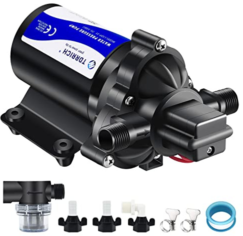 TDRRICH Water Pressure Booster Pump for RV，12V Diaphragm Power Water Pumps 4GPM 45PSI Self-priming Pump,Diaphragm Transfer Pump for Boats Inline Garden Hose Lawn Camper Sprinkler Irrigation