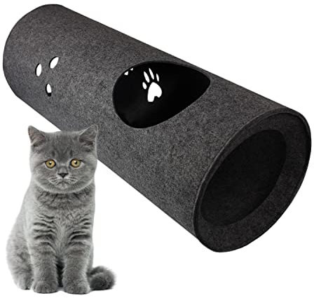 Katzentunnel, Katzenkratzer Katzen Spielplatz; Katzenschlafplatz, 2-Wege Faltbar Kätzchen Tunnel Katzenspielzeug interaktives Pop-Up-Labyrinthhaus-Spielzeug für Kaninchen,Welpen,Frettchen (Anthrazit)