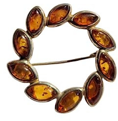 Baltischer Bernstein Und Sterlingsilber Brosche 3.3cm - Wunderschön Verpackt