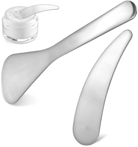 Healifty Face Spatula Face Spatula Mini Metal Cosmetic Spatula, 2pcs s, Mini Cosmetic Spoon, Reusable Facial Applicator Cosmetic Spatula for Cream, Lotions, Moisturizers