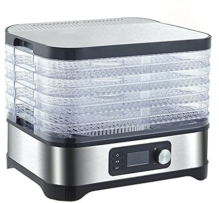 Essiccatore Elettrico per Frutta, Essiccatore per Alimenti a 5 Vassoi 400 W, Timer 24 Ore, Impostazione della Temperatura 35-70 ° C Essiccatore per Funghi, per Essiccare Frutta, Carne e Verdura