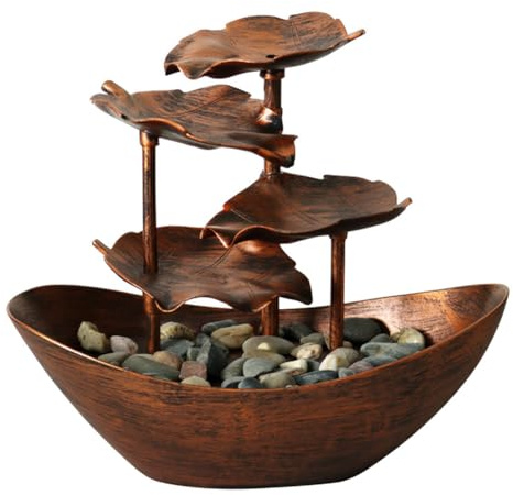 Opaeroo Water Fountain Decoration Living Room Courtyard Tea House Hotel Lotus Leaf Ingot Home Decoration LED Atmosphere Night Light C