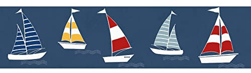 BRICOFLOR Frise papier peint bateau pour enfant Frise papier peint style marin pour enfant Frise papier peint pour chambre de bébé