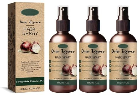 Zwiebelöl Spray für das Haarwachstu Bio, Rotes Zwiebel-Haaröl für das Nachwachsen der Haare, Stärkung der Haarwurzeln und Follikel, Reines organisches ätherisches Zwiebelöl Spray für die, 30 ml (3PC)
