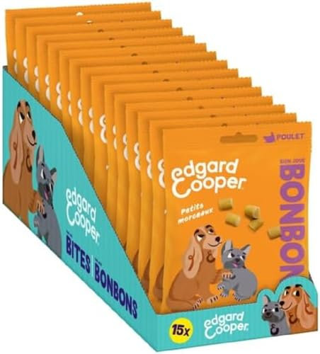Edgard & Cooper Leckerlis für Hunde, kleine natürliche Bonbons, für Erwachsene Hunde, ohne Getreide, Beutel mit 50 g x 15 cm, Huhn