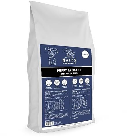 Hayes Brothers Welpenfutter mit Rind & Huhn - 14 kg - Proteinreich für Starke Muskeln - Für alle Welpen geeignet - Knusprige Kroketten & Natürliches Rezept