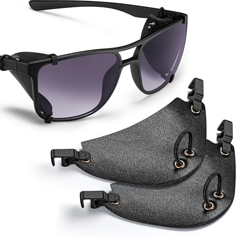Premium Leather Side Shields for Sunglasses – Handmade & Removable, Sun & Wind Protection for Outdoor Eyewear (Black)