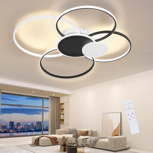 ZMH Deckenlampe LED Deckenleuchte Wohnzimmer Groß Wohnzimmerlampe 94CM | Dimmbar Schlafzimmerlampe Ring Design 72W Modern Deckenbeleuchtung mit Fernbedienung für Schlafzimmer Büro Hotel Küche
