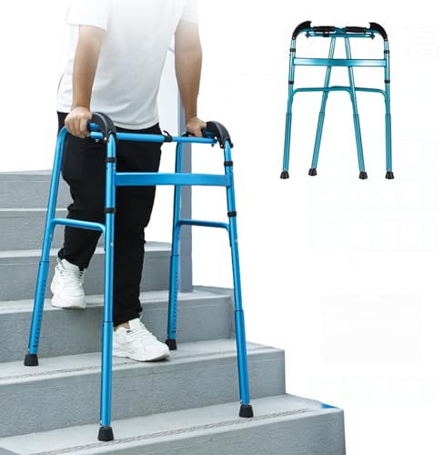 Klappbares Gehgestell zum Treppensteigen, Gehgestell ohne Räder, höhenverstellbarer Rollator, leichte Gehhilfe für Senioren und Erwachsene