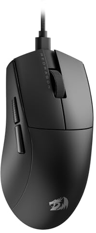 Redragon M724 Wired Gaming Mouse, 42G Ultra-Light 12,400 Max DPI Optical Gaming Mouse with 5 Programmable Buttons, Ergonomic Natural Grip Build, Software Supports DIY Keybinds & DPI, Black