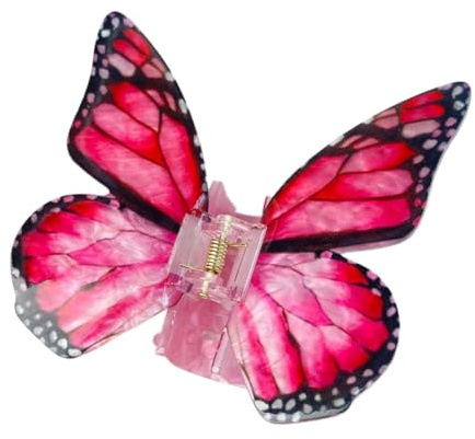 Damen Schmetterling Haarspangen Acryl Schmetterlings Haarklammern Haarclip Rutschfeste Haarnadel Haarschmuck Hair Jaw Clip Kopfbedeckung für Frauen Mädchen für Tägliches Tragen,Rot
