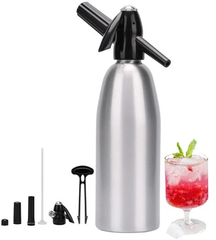 Sparkling Water Maker, 1L Soda Water, Siphon Water Maker with Soda Siphon Portable for Home Making Seltzer Water Beverages Water Cocktails gray