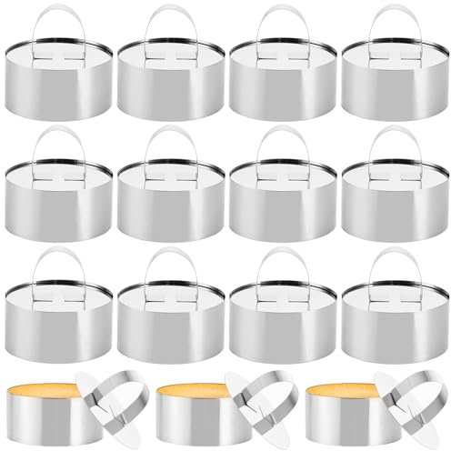 FWEEK Juego de 15 anillos de postre y alianzas, anillos de postre de 8 cm de diámetro, reutilizables, juego de acero inoxidable, adecuado para postres, hornear, pasteles, bricolaje