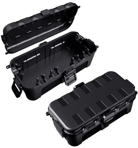 RESTMO 2er-pack Medium IP54 Kabelbox wasserdicht, Wetterfeste Kabelbox | Ideal zum Schutz von Verlängerungskabel Outdoor, Steckdosenleisten, Außensteckdose, Winkelsteckern (29×13,2×10cm)-Schwarz