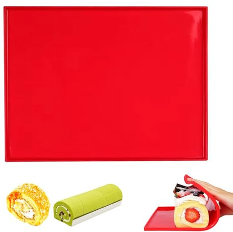 Silicone Baking Tray for Swiss Roll, Non-Stick Mat for Cooking, Bread, Cookies (Red)