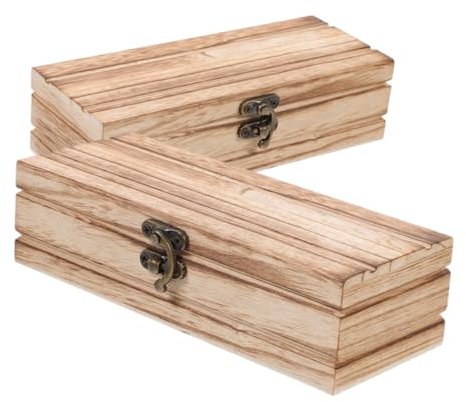 ANDRESLAD 2stücke Kleine Rechteckige Holzbox Mit Klappdeckel Unvollendete Aufbewahrungsbox Für Schmuck Diy-projekte Andenken Und Heimdekoration Robust Und Praktisch