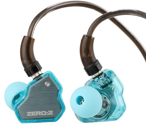Linsoul 7Hz x Crinacle Zero:2 10mm DD Écouteurs Intra-Auriculaires | avec conducteur Dynamique de 10 mm, Moniteur Intra-auriculaire filaires de Jeu, avec câble IEM OFC(Typc mic,Bleu)