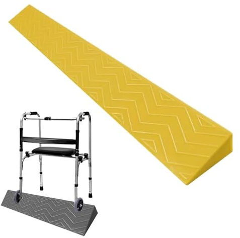 ZTZBFGM Amarillo,100x10x4.5cm, Rampa De Umbral Portátil, Rampa para Silla De Ruedas, Rampa De Robot De Barrido Interior, Rampa De Puerta De Umbral Antideslizante