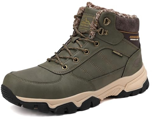 ARRIGO BELLO Botas Hombre Invierno Botines Nieve Antideslizante Piel Cálida Trekking Montaña Outdoor Zapatos Talla 41-46 (A Verde, Talla 45)