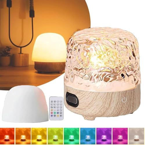 Umikk Ocean Wave Lamp, Ocean Wave Projector Night Light with Bluetooth Speaker, 16 Colours Mushroom LED Light with Remote Control for Bedroom Living Room Decoration (Wood Colour)