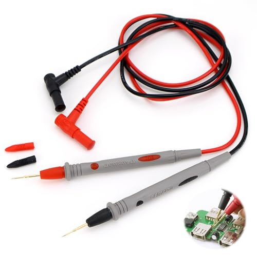 Rierousy Messleitungen für Multimeter Kabel set Messleitung Dünn 1000V / 20A, Prüfspitzen für Multimeter Silikon 90cm Kompatibel mit Digitalmultimetern & Zangenmessgeräten