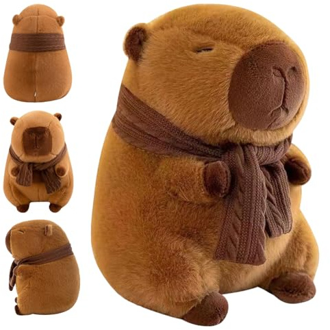 ChAusa 25 cm Morbido Capibara Peluche, Capybara Peluche con Sciarpa | Simulazione Animale Capibara Gadget, Perfetto Come Morbido Cuscino e Regalo per Piacevoli ore di Gioco