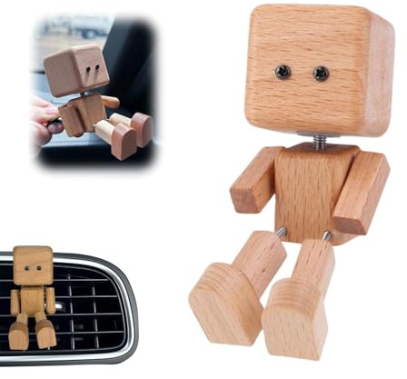 Schüttelmann Holz Wackelfigur Auto, Handgefertigter Schüttelman Armaturenbrett Figur mit Schüttelnden Beinen, Auto Zubehör Innenraum Lustig Holzfigur mit Wackelbeinen für Armaturenbrett Deko (A)