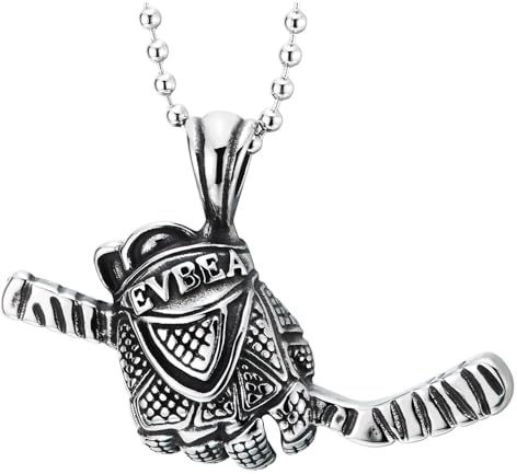 COOLSTEELANDBEYOND Collana Uomo con Pendente Guanto e Mazza da Hockey Gioiello Sportivo per Atleti e Tifosi