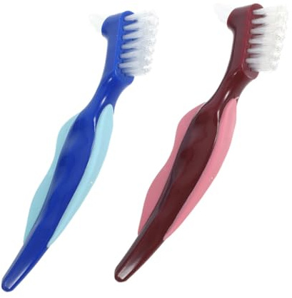 VERDANVERSE 2 pièces Brosse à Dents Double Face pour Dentier Brosse Portable pour Prothèses Appareils Dentaires et Gouttières Nettoyage Pratique et Compact pour Soins Dentaires