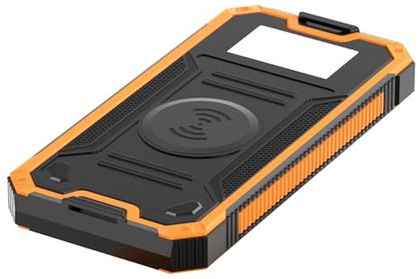 Solbatteri, 10 000 mAh vattentätt externt batteri, trådlös laddning, sol för resor, camping, vandring, fiske, ryggsäck, bärbar reseladdare för musikfestival, smartp