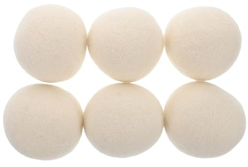 BETOOKY 6 piezas Bolas de Lana para Secadora Pelotas de Secado Reutilizables Control Estático Suavizante Natural para Ropa Lavandería Casa