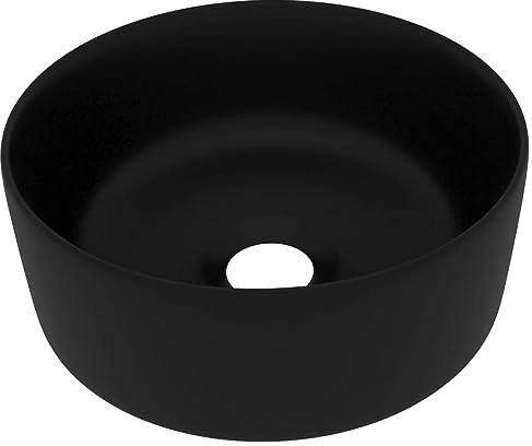 Aufsatzwaschtisch, Aufsatzwaschbecken aus Keramik, Handwaschbecken, rund, luxuriös, schwarz, matt, 40 x 15 cm, Keramik