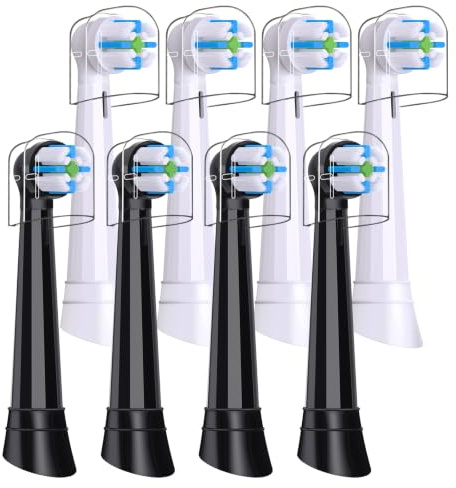 Recambio Cepillos Compatible con Oral B IO Cepillos Eléctrico, Cabezales Compatible con Oral B IO 2/3/4/5/6/7/8/9/10 Cuida tus Dientes y Encías (8 Negro/Blanco)