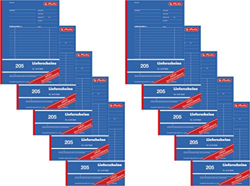 Herlitz 883546 Lieferschein-Buch A5 205 3x40 Blatt, selbstdurchschreibend (10 Stück, DIN A5)