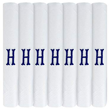 Surf the Shop 7 Stück bestickte Herren-Taschentücher mit Satin-Bordüre, verschiedene Buchstaben